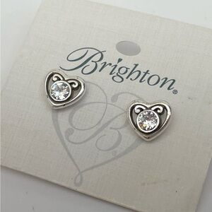 Brighton Silver Tone Heart Of Summer Crystal Stone Stud Earrings   3088